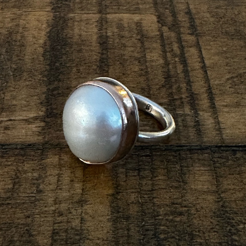 Jamie Joseph mother of pearl statement ring 14k rose gold